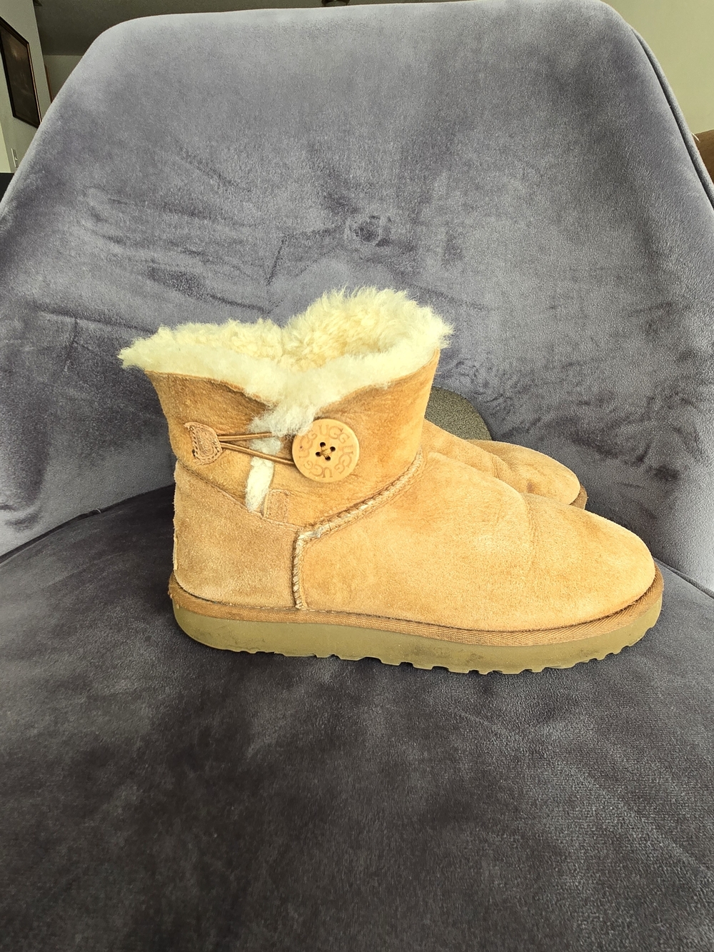 UGG Chestnut Button Shearling Ankle Booties
